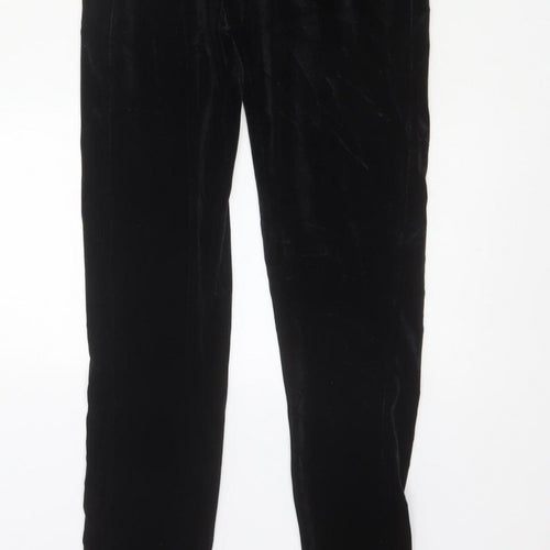 Bershka Women Black L Velvet Mesh Ruffle High Neck Jumpsuit