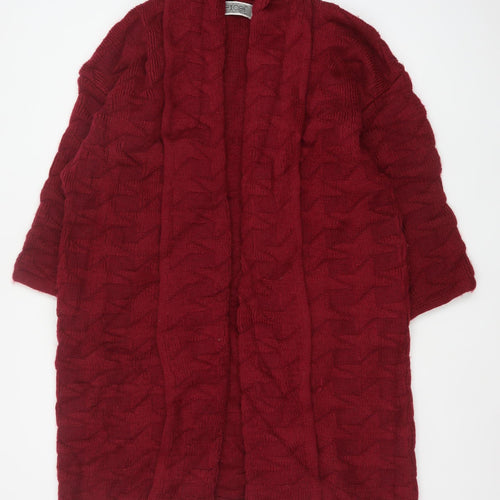 Excel Women’s Red L Chunky Knit Open Cardigan Mohair Wool