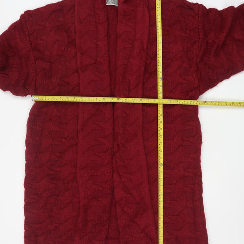 Excel Women’s Red L Chunky Knit Open Cardigan Mohair Wool