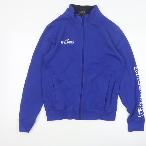 Spalding Men’s Blue S Full Zip Basketball Track Jacket Logo Pockets
