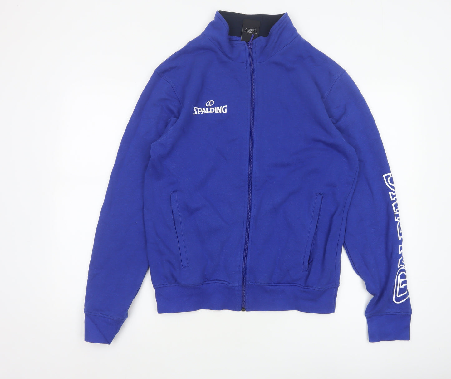 Spalding Men’s Blue S Full Zip Basketball Track Jacket Logo Pockets