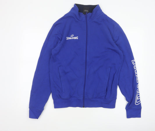 Spalding Men’s Blue S Full Zip Basketball Track Jacket Logo Pockets