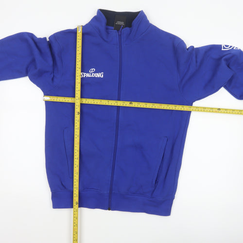 Spalding Men’s Blue S Full Zip Basketball Track Jacket Logo Pockets