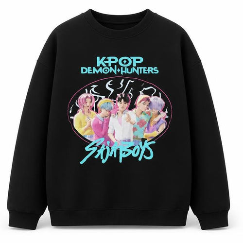 Netflix KPop Demon Hunters Saja Boys Black 13 Years Graphic Sweatshirt