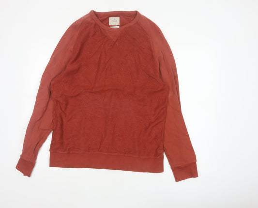 White Stuff Men’s Orange M Crew Neck Cotton Pullover Sweatshirt