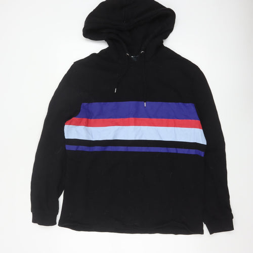 ASOS Men’s Black S Pullover Hoodie Colour Block Striped Cotton
