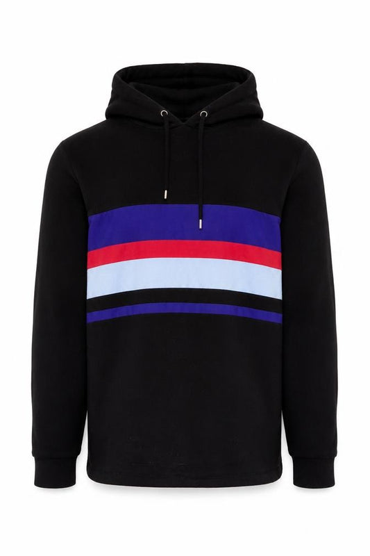 ASOS Men’s Black S Pullover Hoodie Colour Block Striped Cotton