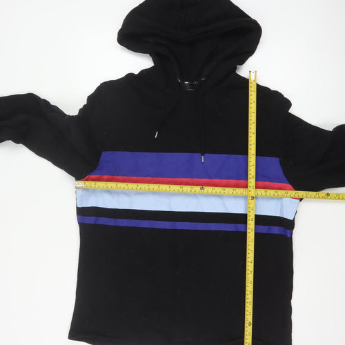 ASOS Men’s Black S Pullover Hoodie Colour Block Striped Cotton