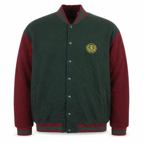 ASOS Design Mens Green Burgundy L Varsity Jacket College Crest