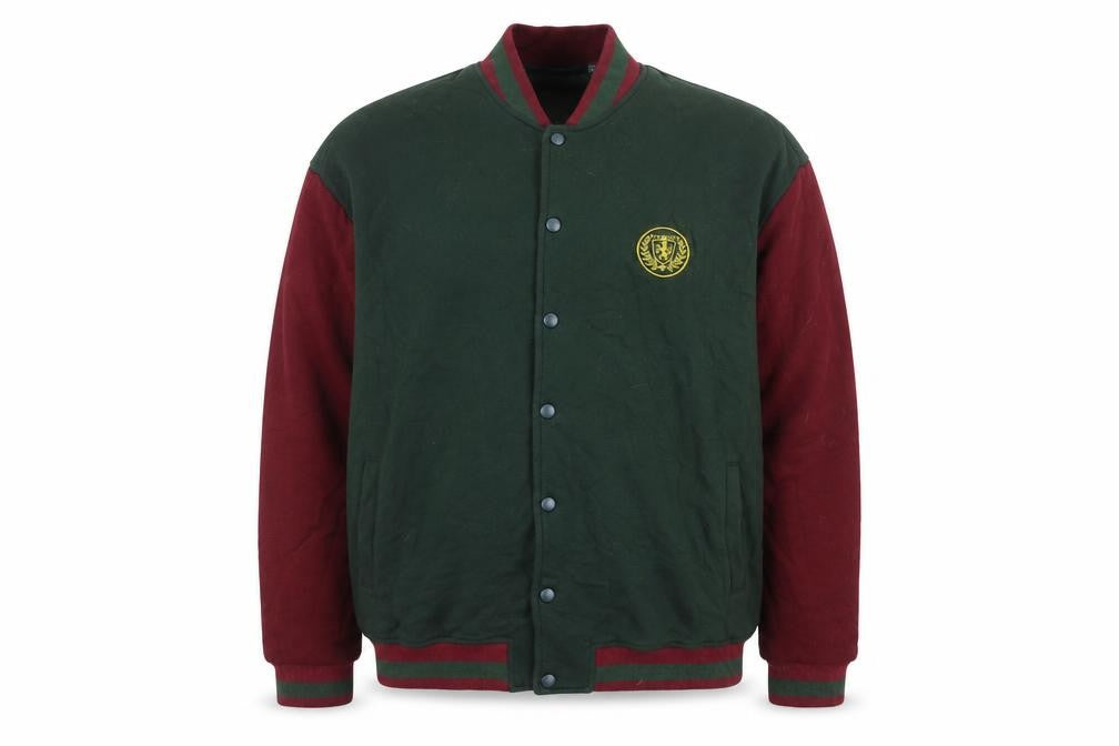 ASOS Design Mens Green Burgundy L Varsity Jacket College Crest