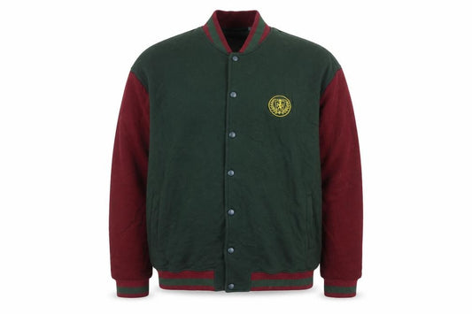 ASOS Design Mens Green Burgundy L Varsity Jacket College Crest