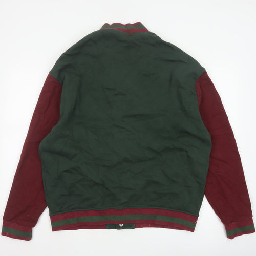 ASOS Design Mens Green Burgundy L Varsity Jacket College Crest