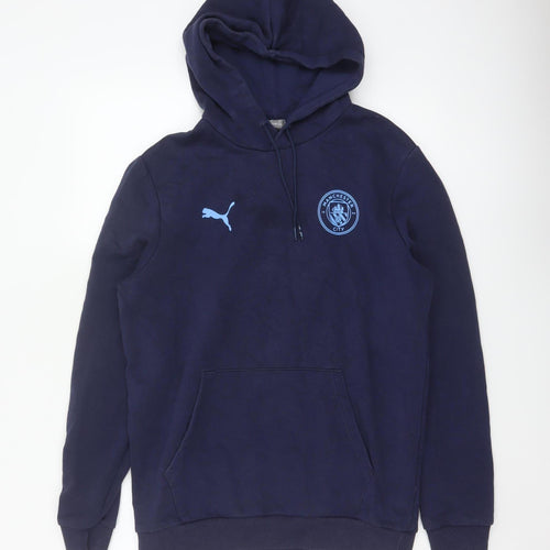 Puma Men’s Blue M Manchester City Football Pullover Hoodie Logo