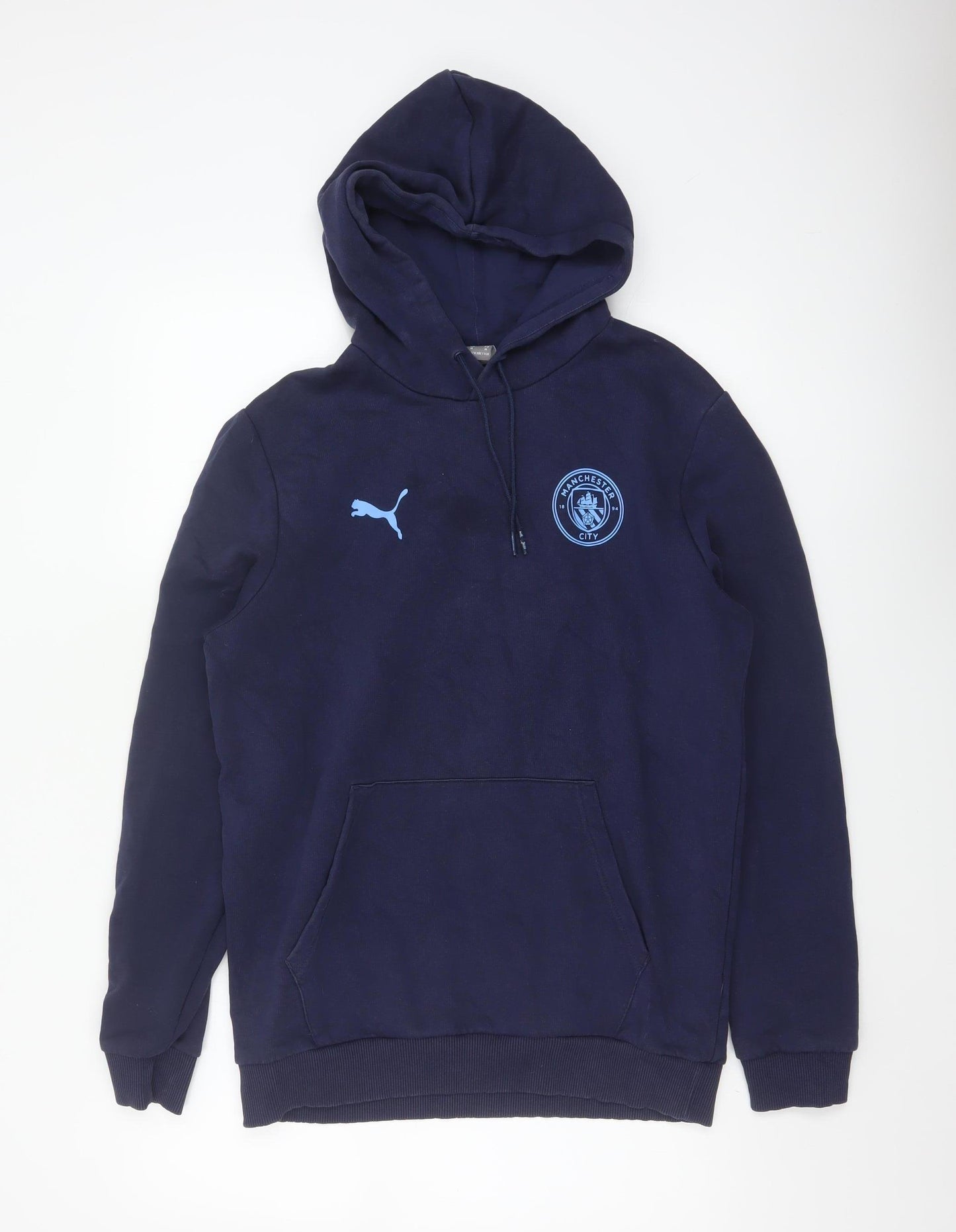 Puma Men’s Blue M Manchester City Football Pullover Hoodie Logo
