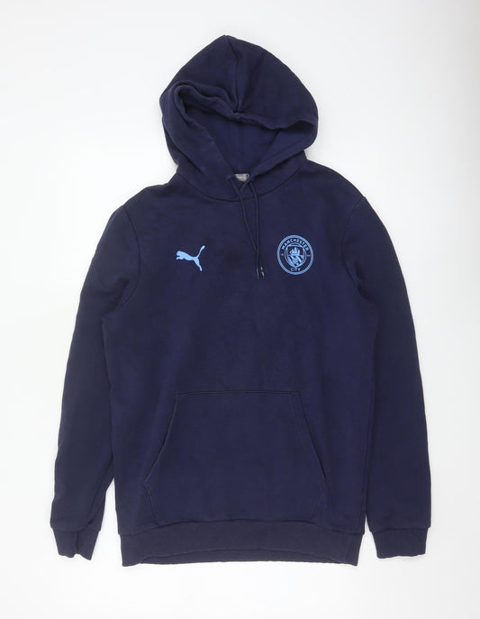 Puma Men’s Blue M Manchester City Football Pullover Hoodie Logo