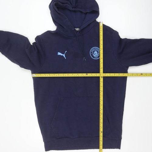 Puma Men’s Blue M Manchester City Football Pullover Hoodie Logo
