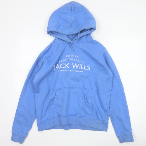 Jack Wills Women's Blue UK 12 Pullover Hoodie Logo Pockets
