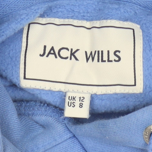 Jack Wills Women's Blue UK 12 Pullover Hoodie Logo Pockets