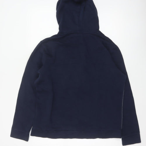 Jack & Jones Men Navy Grey L Pullover Hoodie Logo Graphic