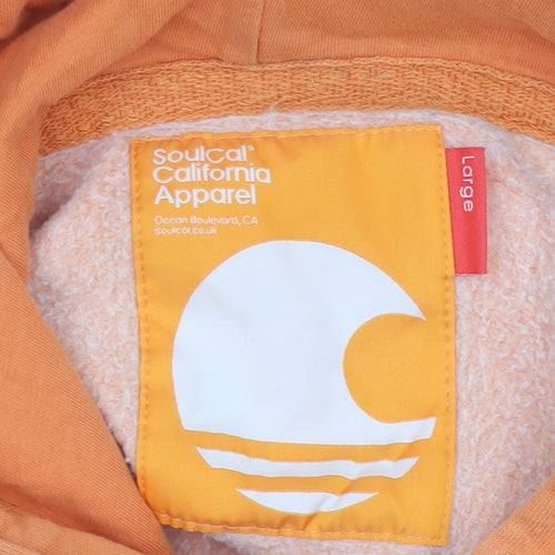SoulCal Men’s Orange L Pullover Hoodie Fleece Logo Pocket