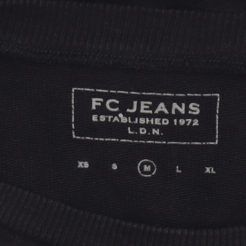 FC Jeans Women’s Black M Sequin Lizard Crew Neck Cotton Sweatshirt