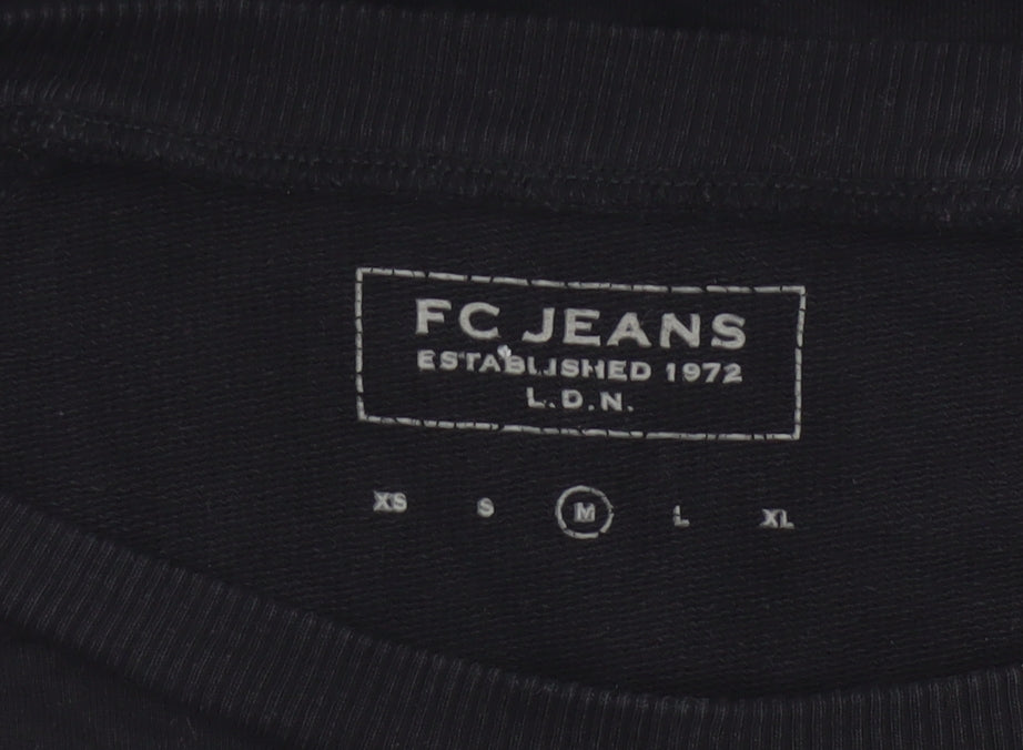 FC Jeans Women’s Black M Sequin Lizard Crew Neck Cotton Sweatshirt