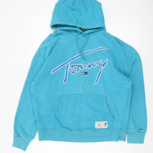 Tommy Jeans Women’s Blue M Pullover Logo Hoodie Cotton