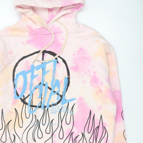 MAN Mens Multicoloured L Oversized Graphic Print Pullover Hoodie