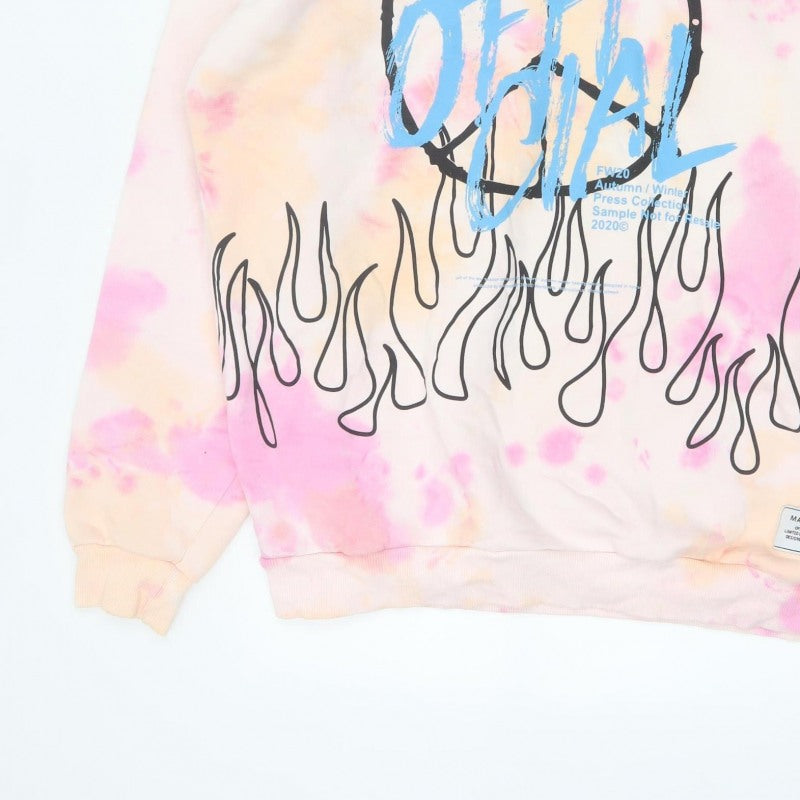 MAN Mens Multicoloured L Oversized Graphic Print Pullover Hoodie