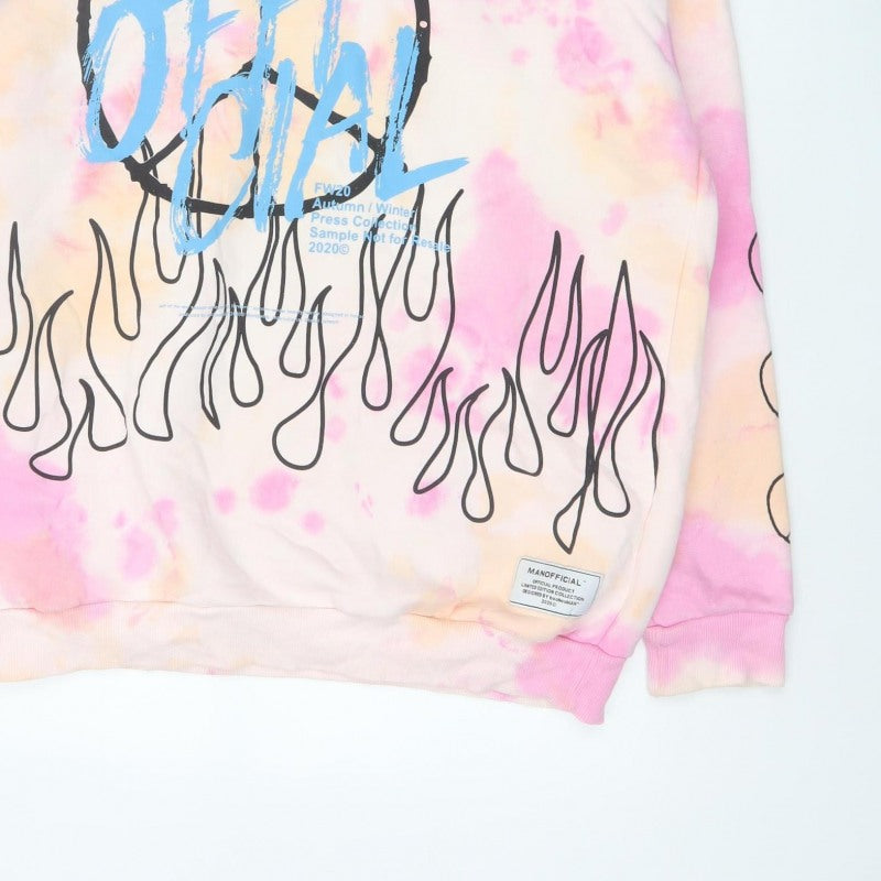 MAN Mens Multicoloured L Oversized Graphic Print Pullover Hoodie