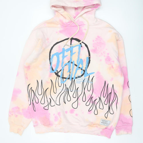 MAN Mens Multicoloured L Oversized Graphic Print Pullover Hoodie