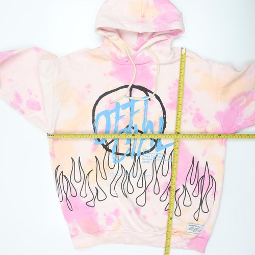 MAN Mens Multicoloured L Oversized Graphic Print Pullover Hoodie