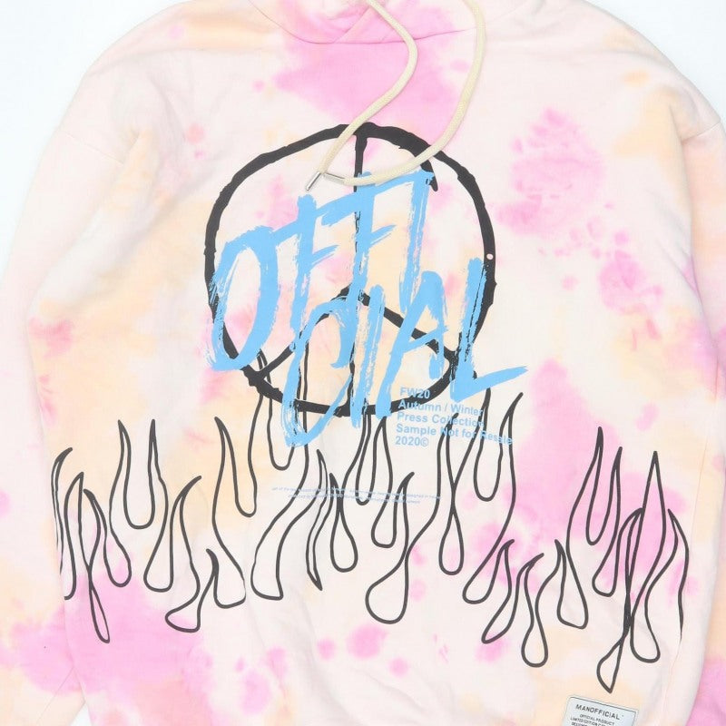 MAN Mens Multicoloured L Oversized Graphic Print Pullover Hoodie
