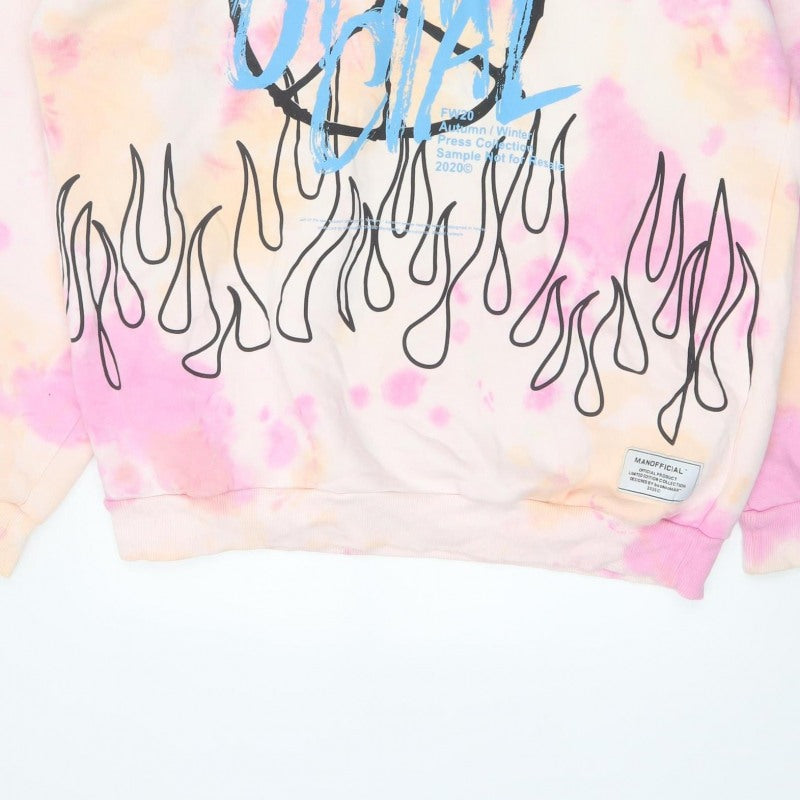 MAN Mens Multicoloured L Oversized Graphic Print Pullover Hoodie