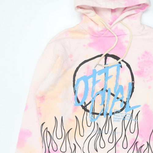 MAN Mens Multicoloured L Oversized Graphic Print Pullover Hoodie