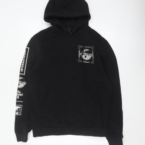 Next Men’s Black S Pullover Hoodie Worldwide Graphic Print
