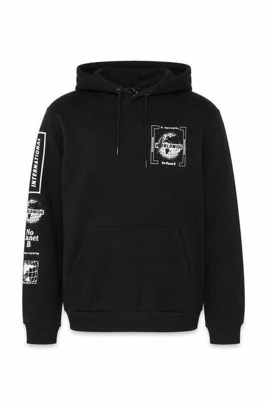 Next Men’s Black S Pullover Hoodie Worldwide Graphic Print