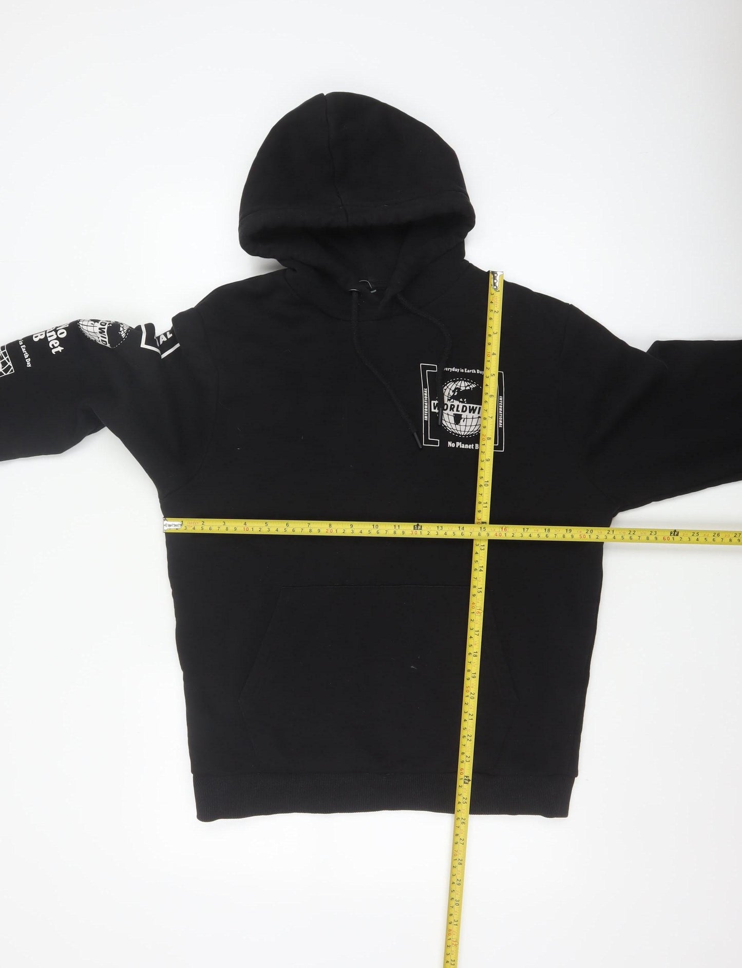 Next Men’s Black S Pullover Hoodie Worldwide Graphic Print
