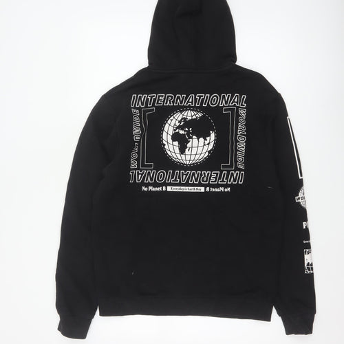 Next Men’s Black S Pullover Hoodie Worldwide Graphic Print