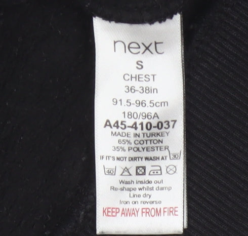 Next Men’s Black S Pullover Hoodie Worldwide Graphic Print