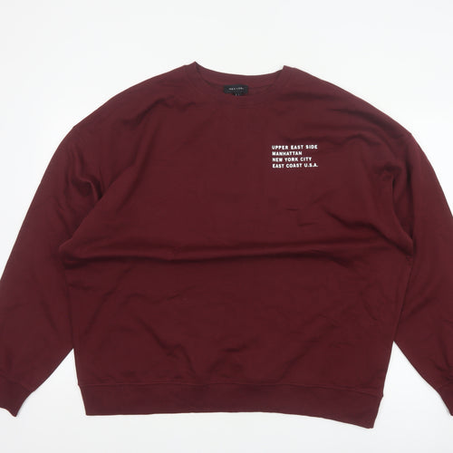 New Look Men’s Red L Pullover Sweatshirt NYC Graphic Print Crew Neck
