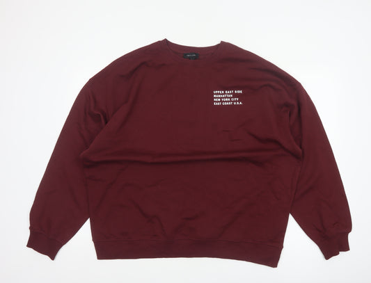 New Look Men’s Red L Pullover Sweatshirt NYC Graphic Print Crew Neck