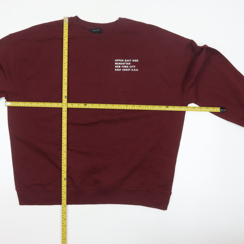 New Look Men’s Red L Pullover Sweatshirt NYC Graphic Print Crew Neck