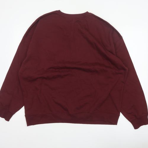 New Look Men’s Red L Pullover Sweatshirt NYC Graphic Print Crew Neck