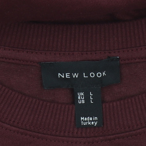 New Look Men’s Red L Pullover Sweatshirt NYC Graphic Print Crew Neck