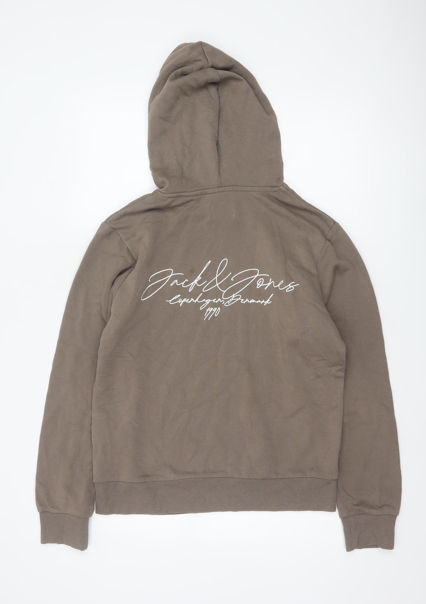 Jack & Jones Men’s Brown S Pullover Hoodie Logo Graphic Fleece