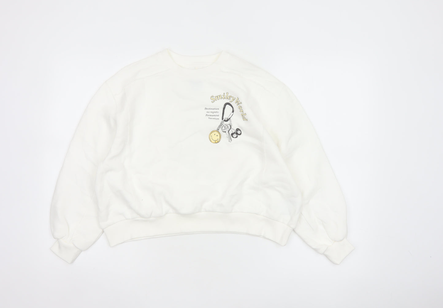 Smiley World Girls White 10-11 Years Pullover Graphic Sweatshirt