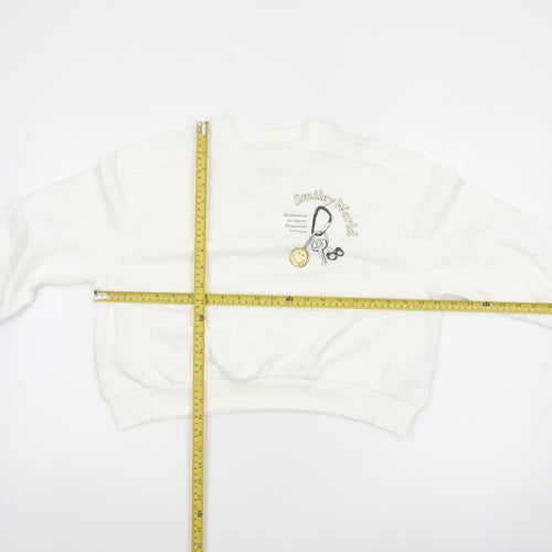 Smiley World Girls White 10-11 Years Pullover Graphic Sweatshirt