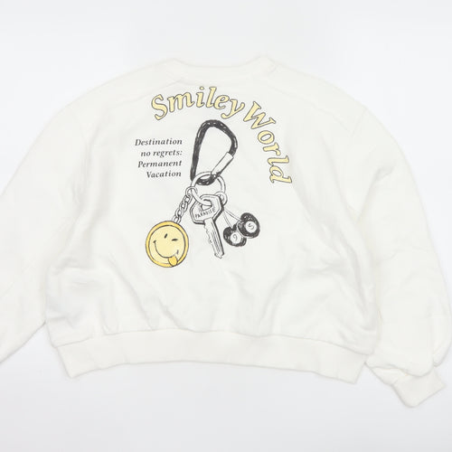 Smiley World Girls White 10-11 Years Pullover Graphic Sweatshirt