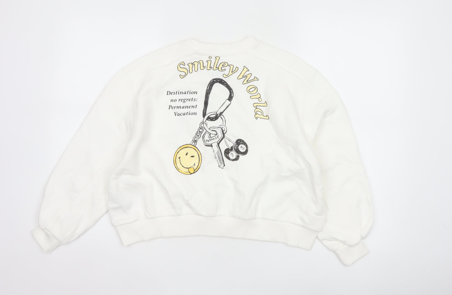 Smiley World Girls White 10-11 Years Pullover Graphic Sweatshirt